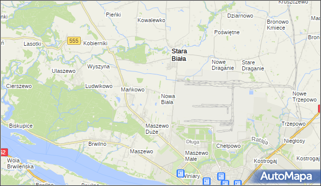 mapa Nowa Biała gmina Stara Biała, Nowa Biała gmina Stara Biała na mapie Targeo