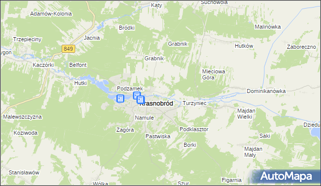 mapa Nowa Wieś gmina Krasnobród, Nowa Wieś gmina Krasnobród na mapie Targeo