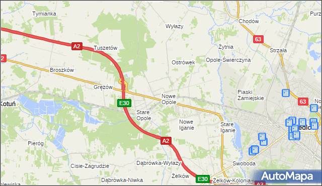 mapa Nowe Opole, Nowe Opole na mapie Targeo