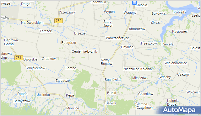 mapa Nowy Bostów, Nowy Bostów na mapie Targeo