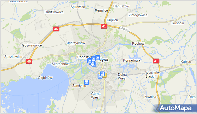 mapa Nysy, Nysa na mapie Targeo