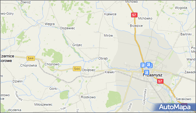 mapa Obrąb gmina Przasnysz, Obrąb gmina Przasnysz na mapie Targeo