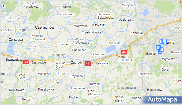 mapa Ochodza gmina Skawina, Ochodza gmina Skawina na mapie Targeo