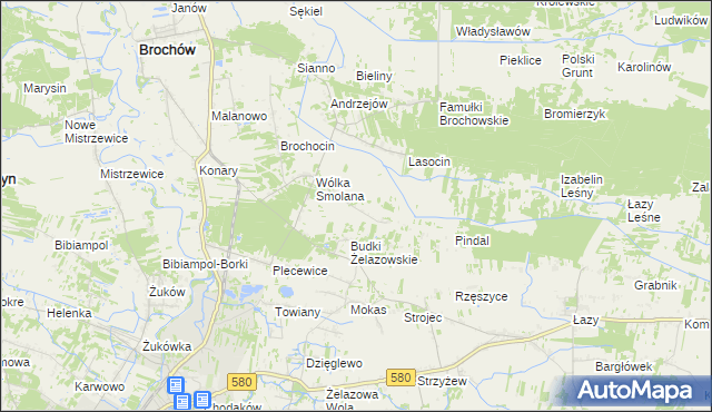mapa Olszowiec gmina Brochów, Olszowiec gmina Brochów na mapie Targeo