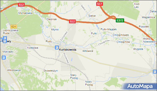 mapa Opoka gmina Końskowola, Opoka gmina Końskowola na mapie Targeo