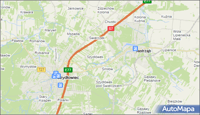 mapa Orłów gmina Jastrząb, Orłów gmina Jastrząb na mapie Targeo