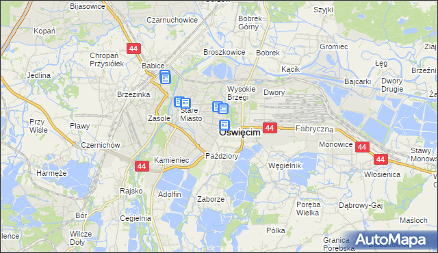 mapa Oświęcimia, Oświęcim na mapie Targeo
