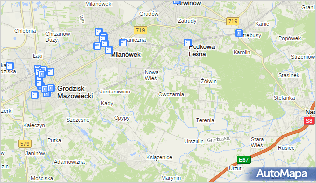 mapa Owczarnia gmina Brwinów, Owczarnia gmina Brwinów na mapie Targeo