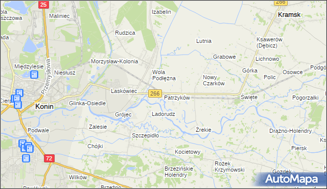 mapa Patrzyków gmina Kramsk, Patrzyków gmina Kramsk na mapie Targeo