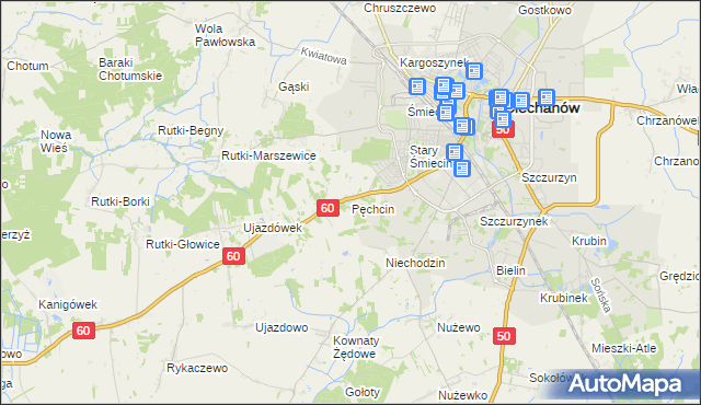 mapa Pęchcin, Pęchcin na mapie Targeo