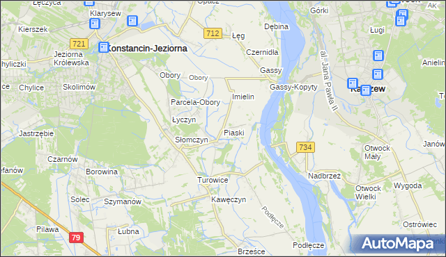 mapa Piaski gmina Konstancin-Jeziorna, Piaski gmina Konstancin-Jeziorna na mapie Targeo