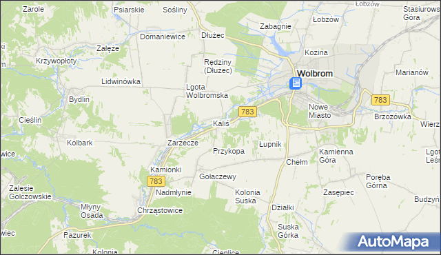 mapa Piaski gmina Wolbrom, Piaski gmina Wolbrom na mapie Targeo