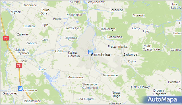 mapa Pierzchnica powiat kielecki, Pierzchnica powiat kielecki na mapie Targeo