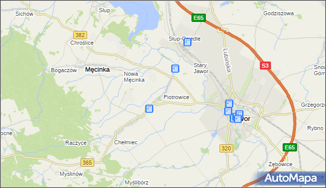 mapa Piotrowice gmina Męcinka, Piotrowice gmina Męcinka na mapie Targeo