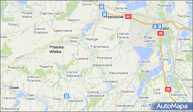 mapa Piotrowice gmina Przeciszów, Piotrowice gmina Przeciszów na mapie Targeo