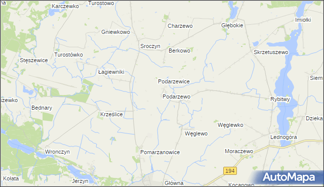 mapa Podarzewo, Podarzewo na mapie Targeo