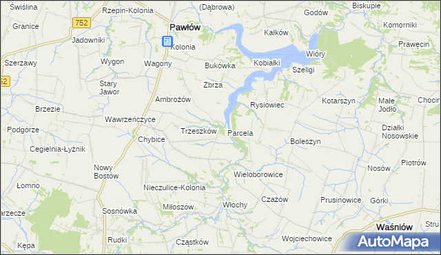 mapa Pokrzywnica gmina Pawłów, Pokrzywnica gmina Pawłów na mapie Targeo