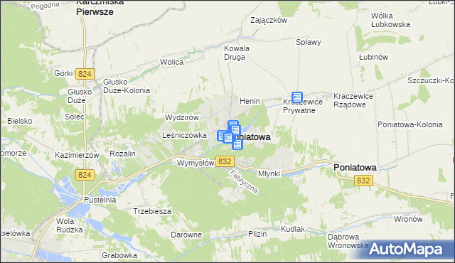 mapa Poniatowa powiat opolski, Poniatowa powiat opolski na mapie Targeo