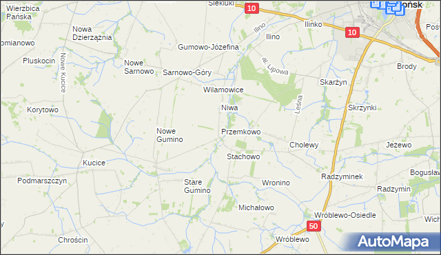 mapa Przemkowo gmina Dzierzążnia, Przemkowo gmina Dzierzążnia na mapie Targeo