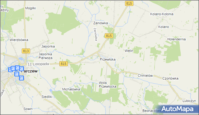 mapa Przewłoka gmina Parczew, Przewłoka gmina Parczew na mapie Targeo