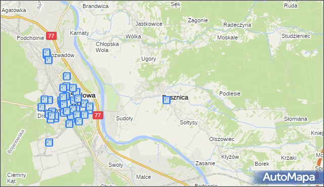 mapa Pysznica, Pysznica na mapie Targeo