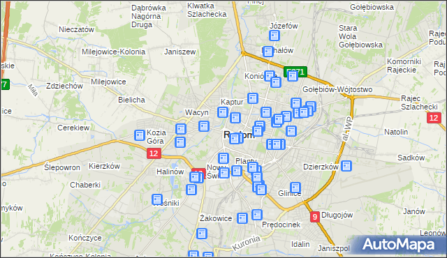 mapa Radomia, Radom na mapie Targeo