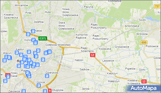 mapa Rajec Szlachecki, Rajec Szlachecki na mapie Targeo