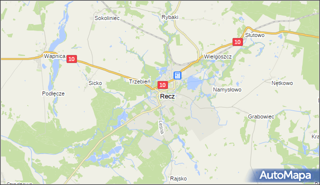 mapa Recz powiat choszczeński, Recz powiat choszczeński na mapie Targeo