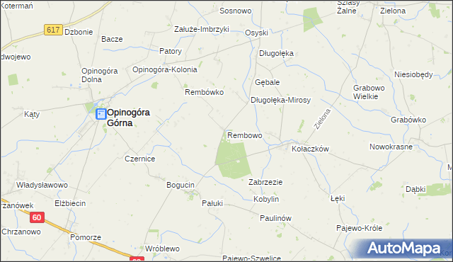 mapa Rembowo gmina Opinogóra Górna, Rembowo gmina Opinogóra Górna na mapie Targeo