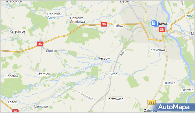 mapa Ręszów, Ręszów na mapie Targeo