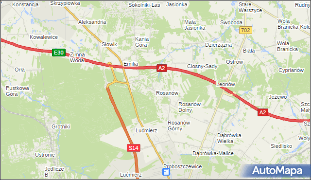 mapa Rosanów, Rosanów na mapie Targeo