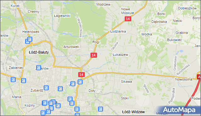 mapa Różki gmina Łódź, Różki gmina Łódź na mapie Targeo