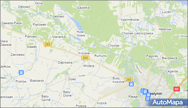 mapa Rumunki gmina Gostynin, Rumunki gmina Gostynin na mapie Targeo