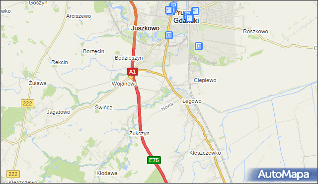 mapa Rusocin gmina Pruszcz Gdański, Rusocin gmina Pruszcz Gdański na mapie Targeo