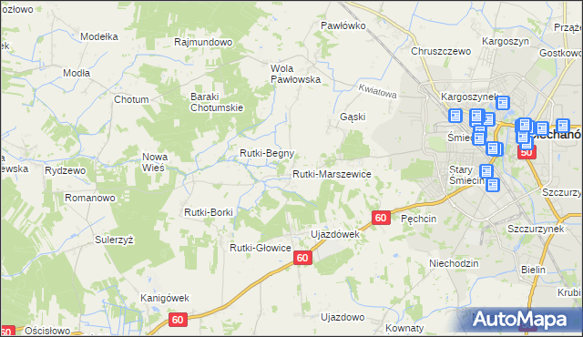 mapa Rutki-Marszewice, Rutki-Marszewice na mapie Targeo