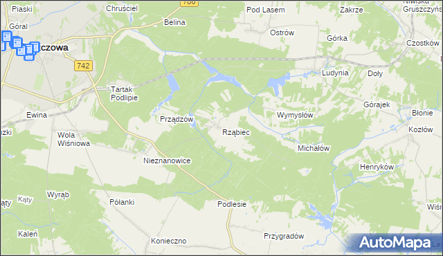 mapa Rząbiec, Rząbiec na mapie Targeo