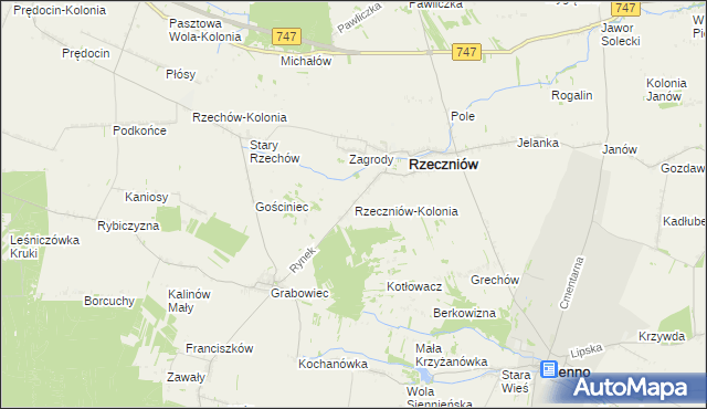 mapa Rzeczniów-Kolonia, Rzeczniów-Kolonia na mapie Targeo