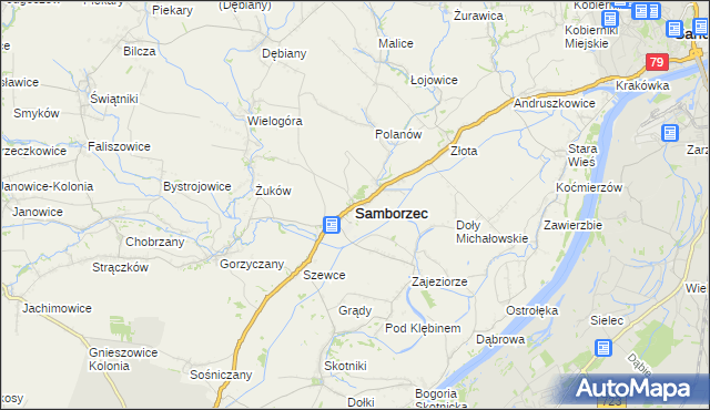 mapa Samborzec, Samborzec na mapie Targeo