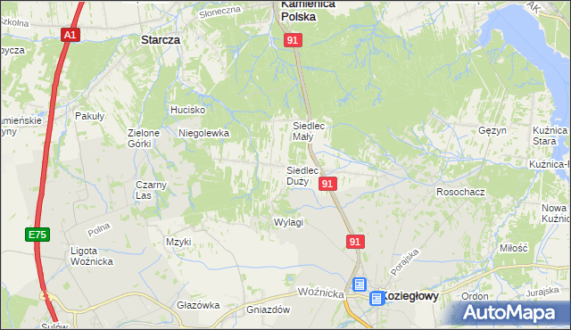 mapa Siedlec Duży, Siedlec Duży na mapie Targeo