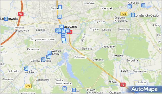mapa Siedliska gmina Piaseczno, Siedliska gmina Piaseczno na mapie Targeo