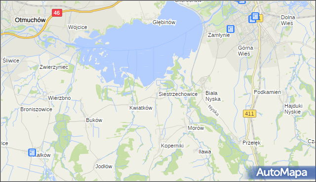 mapa Siestrzechowice, Siestrzechowice na mapie Targeo