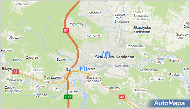 mapa Skarżysko-Kamienna, Skarżysko-Kamienna na mapie Targeo