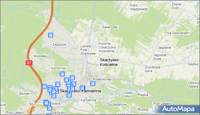 mapa Skarżysko Kościelne, Skarżysko Kościelne na mapie Targeo