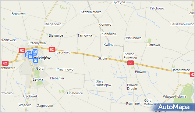 mapa Skibin gmina Radziejów, Skibin gmina Radziejów na mapie Targeo