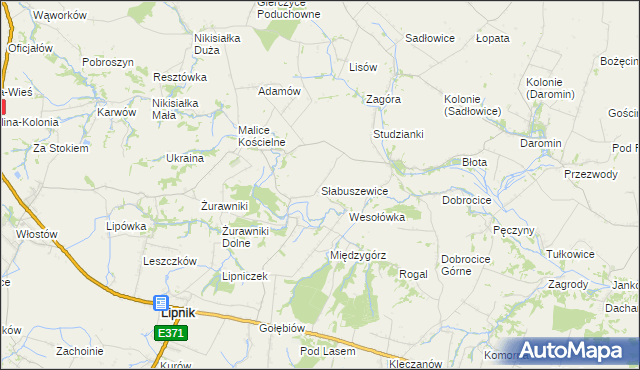 mapa Słabuszewice, Słabuszewice na mapie Targeo