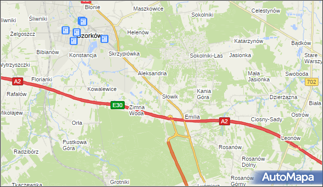 mapa Słowik gmina Zgierz, Słowik gmina Zgierz na mapie Targeo