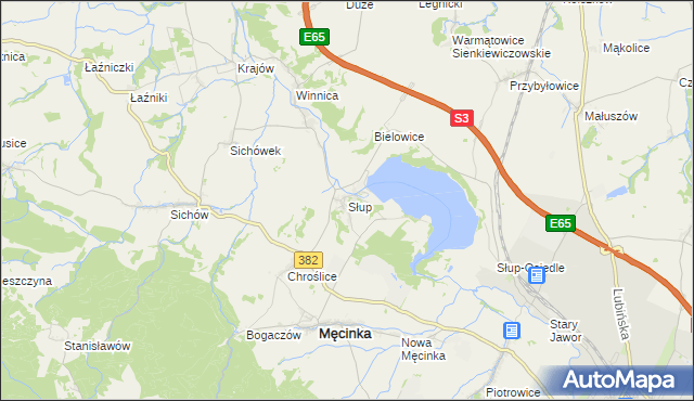 mapa Słup gmina Męcinka, Słup gmina Męcinka na mapie Targeo