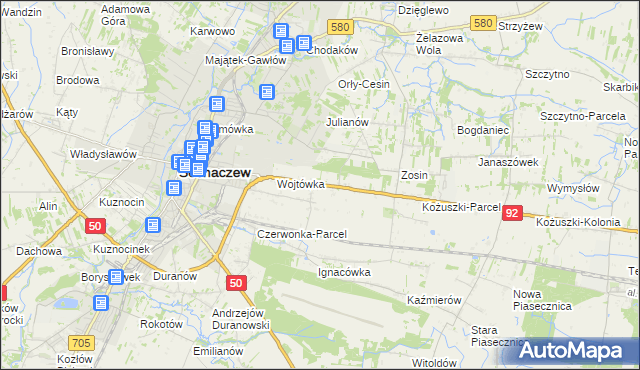 mapa Sochaczew-Wieś, Sochaczew-Wieś na mapie Targeo