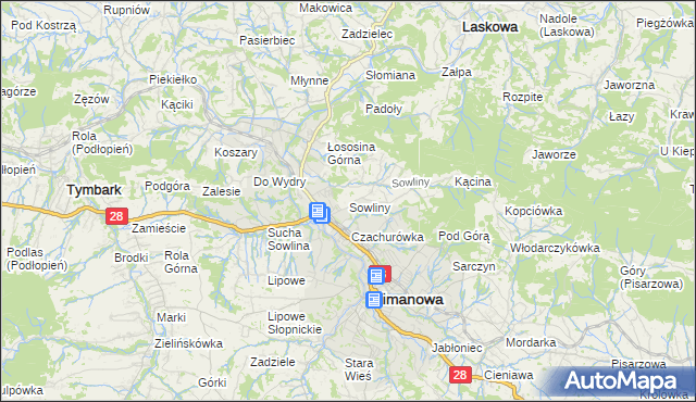 mapa Sowliny, Sowliny na mapie Targeo