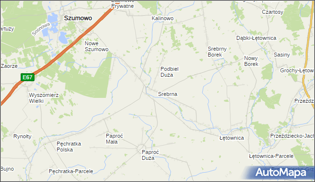 mapa Srebrna gmina Szumowo, Srebrna gmina Szumowo na mapie Targeo